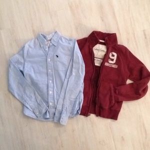 Long sleeve button down and full zip sweatshirt